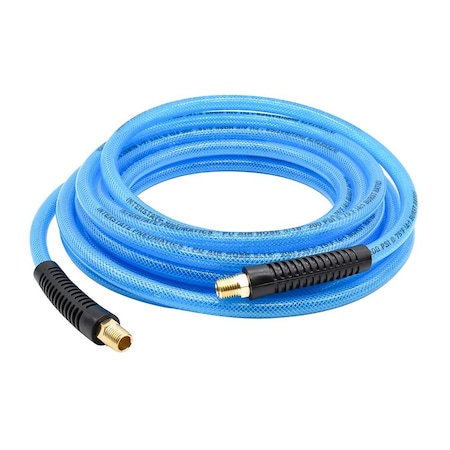 Interstate Pneumatics 5/16in 25 ft Light Blue Polyurethane Hose 1/4in NPT Solid Fitting HU15-025
